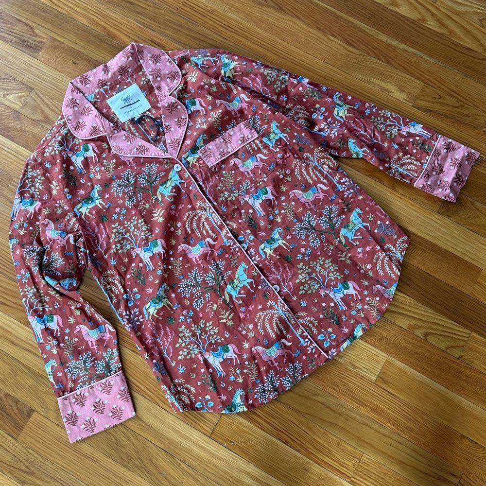 Anthropologie Printfresh Copper Show Pony Pajama Top - Picture 4 of 7